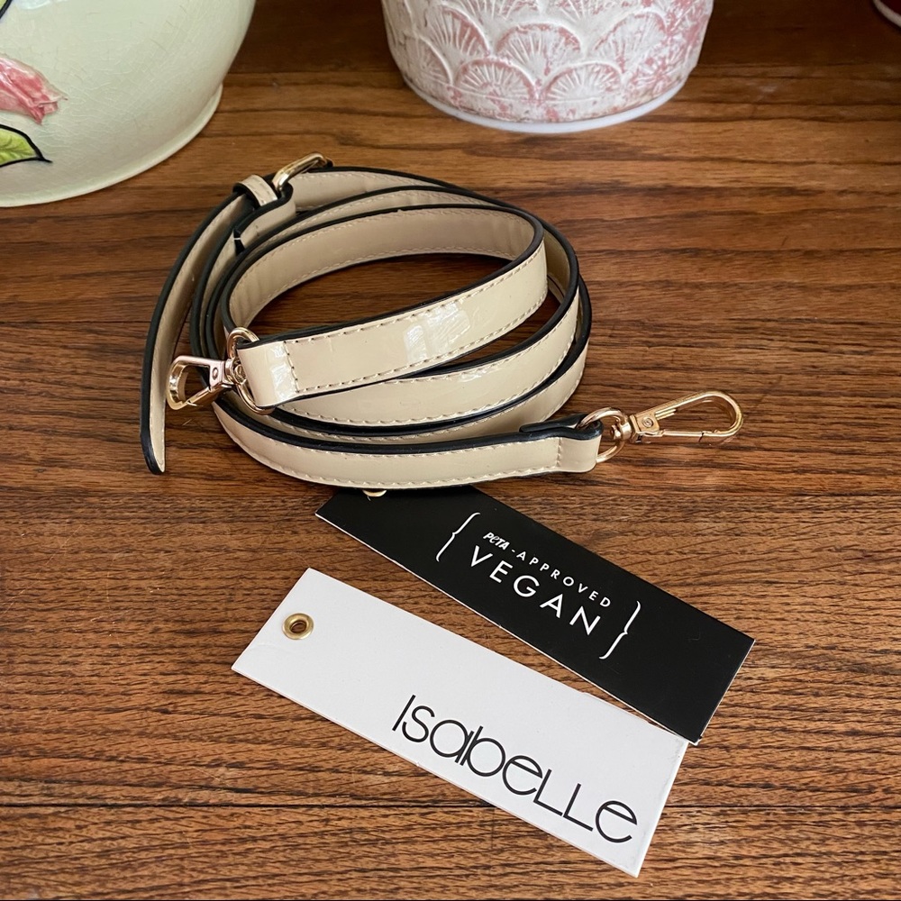 Isabelle Purse Strap Vegan Leather Purse Strap Cream and Gold NWT Bag St…